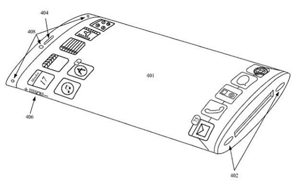Apple Patent application picture for curved glass